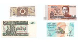 Mixed Lot Worldwide Banknotes - China, Madagascar, Myanmar, Cambodia